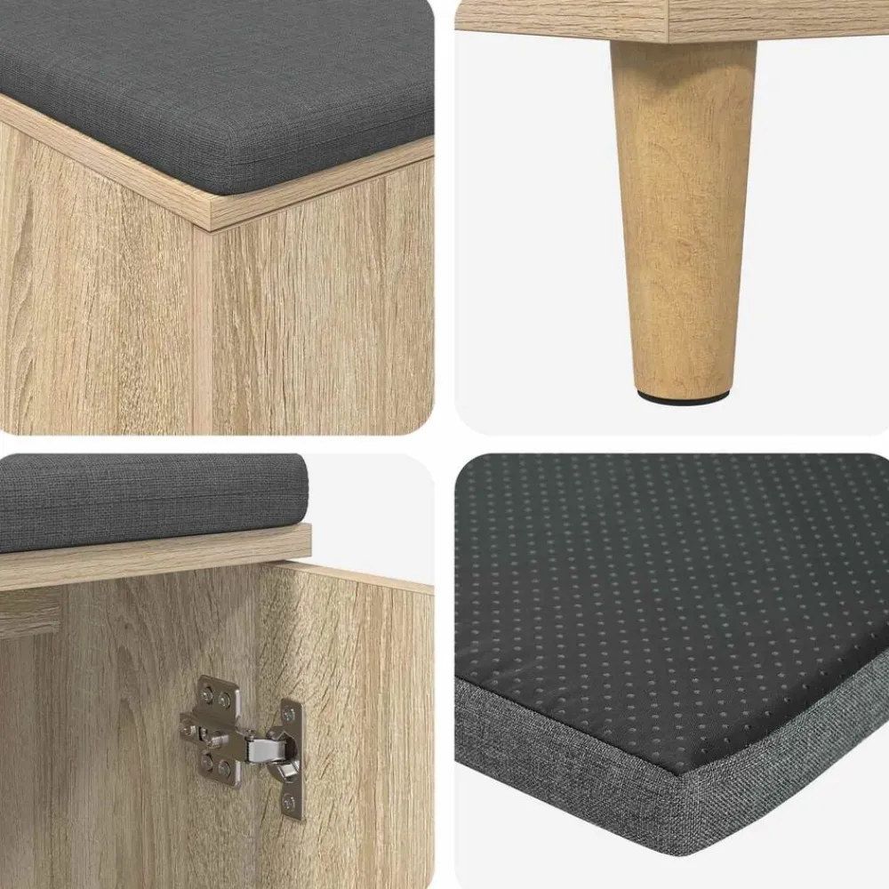vidaXL Banco de entrada con cojín 60 x 38 x 46 cm Roble Sonoma Hot