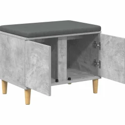 vidaXL Bancos-Banco de entrada con cojín Gris Concreto 60 x 38 x 46 cm