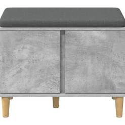 vidaXL Bancos-Banco de entrada con cojín Gris Concreto 60 x 38 x 46 cm