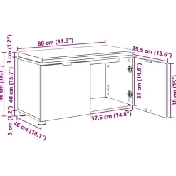 vidaXL Bancos-Banco de entrada con cojín Gris Concreto 80 x 38 x 46 cm