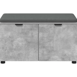 vidaXL Bancos-Banco de entrada con cojín Gris Concreto 80 x 38 x 46 cm