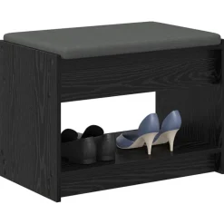 vidaXL Banco de entrada con cojín Roble Negro 63 x 38 x 45 cm Sale