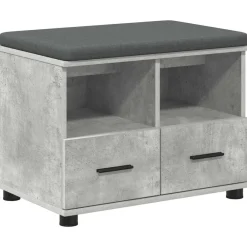 vidaXL Banco de entrada con cojín Gris Concreto 60 x 38 x 46 cm Gris hormig&oacute;n Sale