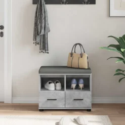 vidaXL Banco de entrada con cojín Gris Concreto 60 x 38 x 46 cm Gris hormig&oacute;n Sale