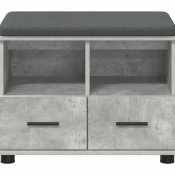 vidaXL Banco de entrada con cojín Gris Concreto 60 x 38 x 46 cm Gris hormig&oacute;n Sale