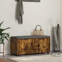 vidaXL Banco de entrada con cojín 100 x 38 x 46 cm Roble ahumado