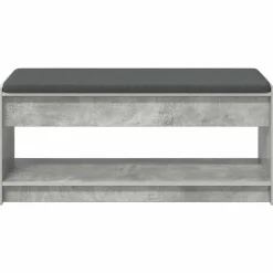 vidaXL Bancos-Banco de entrada con cojín Gris Concreto 103 x 38 x 45 cm