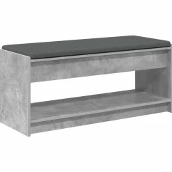 vidaXL Bancos-Banco de entrada con cojín Gris Concreto 103 x 38 x 45 cm