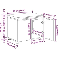 vidaXL Bancos-Banco de entrada con cojín 60 x 38 x 46 cm