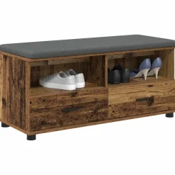 vidaXL Banco de entrada con cojín Madera vieja 100 x 38 x 46 cm Madera envejecida Sale
