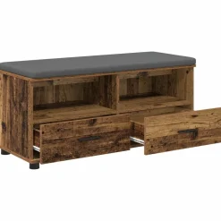 vidaXL Banco de entrada con cojín Madera vieja 100 x 38 x 46 cm Madera envejecida Sale