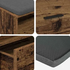 vidaXL Banco de entrada con cojín Madera vieja 100 x 38 x 46 cm Madera envejecida Sale