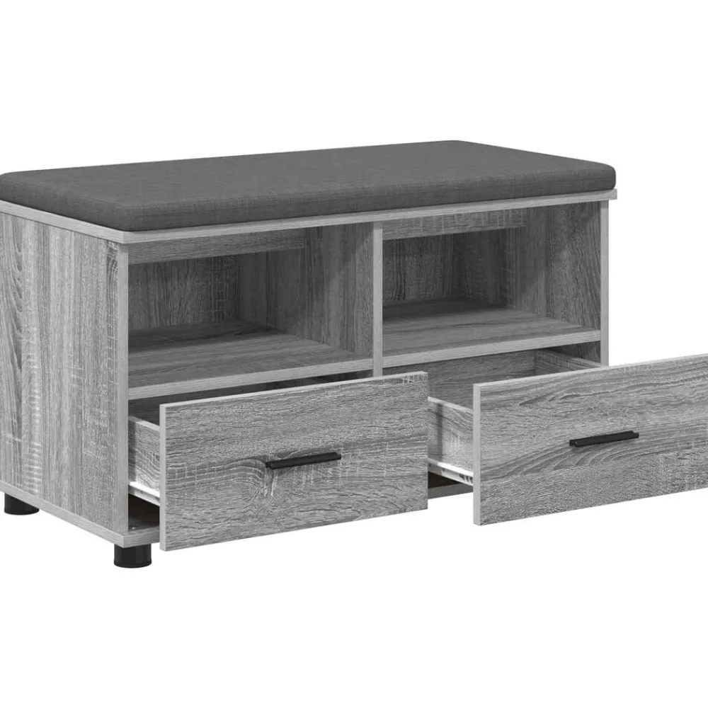 vidaXL Banco de entrada con cojín 80 x 38 x 46 cm Gris sonoma Sale