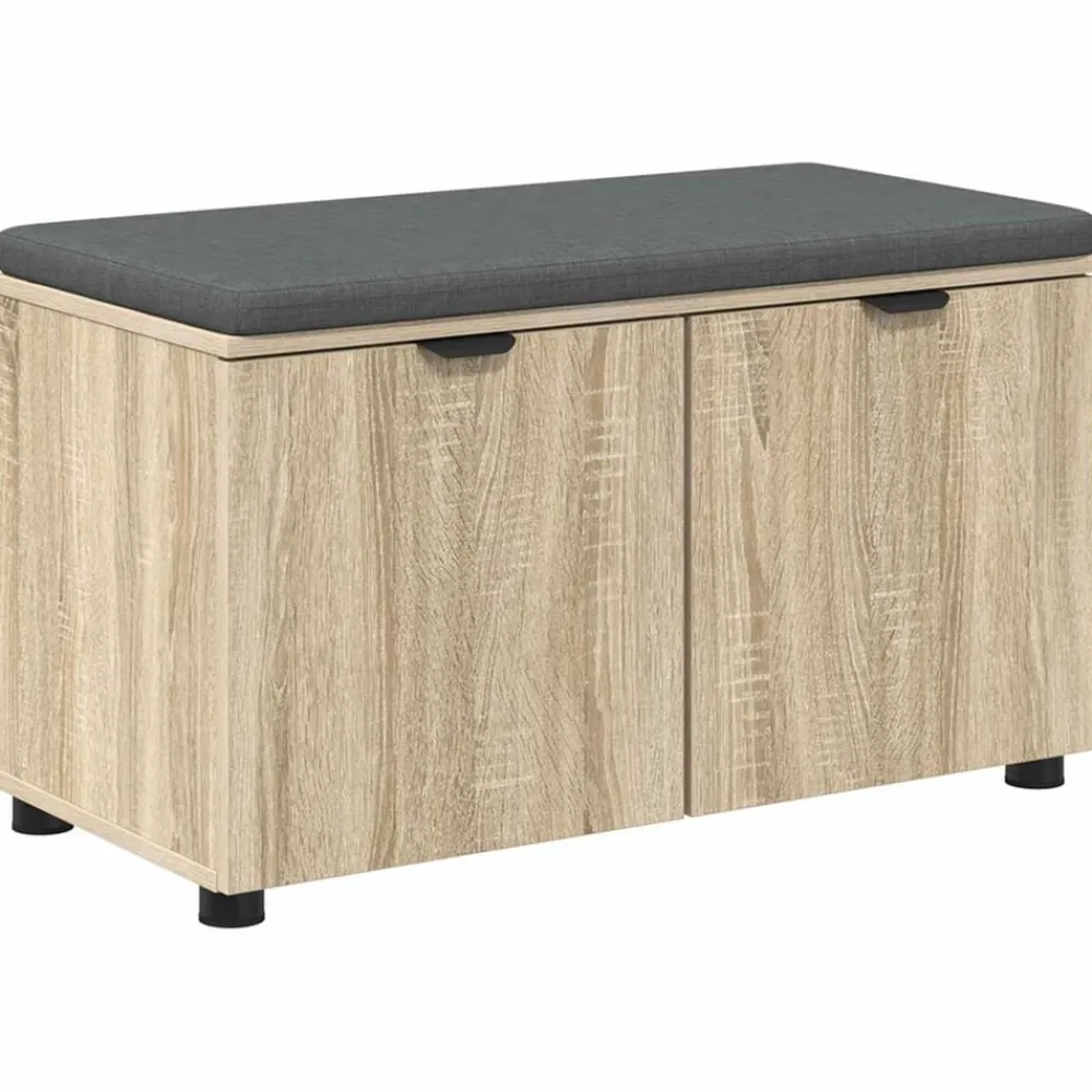 vidaXL Banco de entrada con cojín 80 x 38 x 46 cm Roble Sonoma Sale