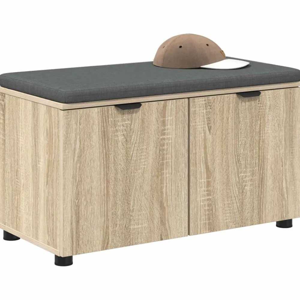 vidaXL Banco de entrada con cojín 80 x 38 x 46 cm Roble Sonoma Sale