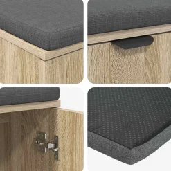 vidaXL Banco de entrada con cojín 80 x 38 x 46 cm Roble Sonoma Sale
