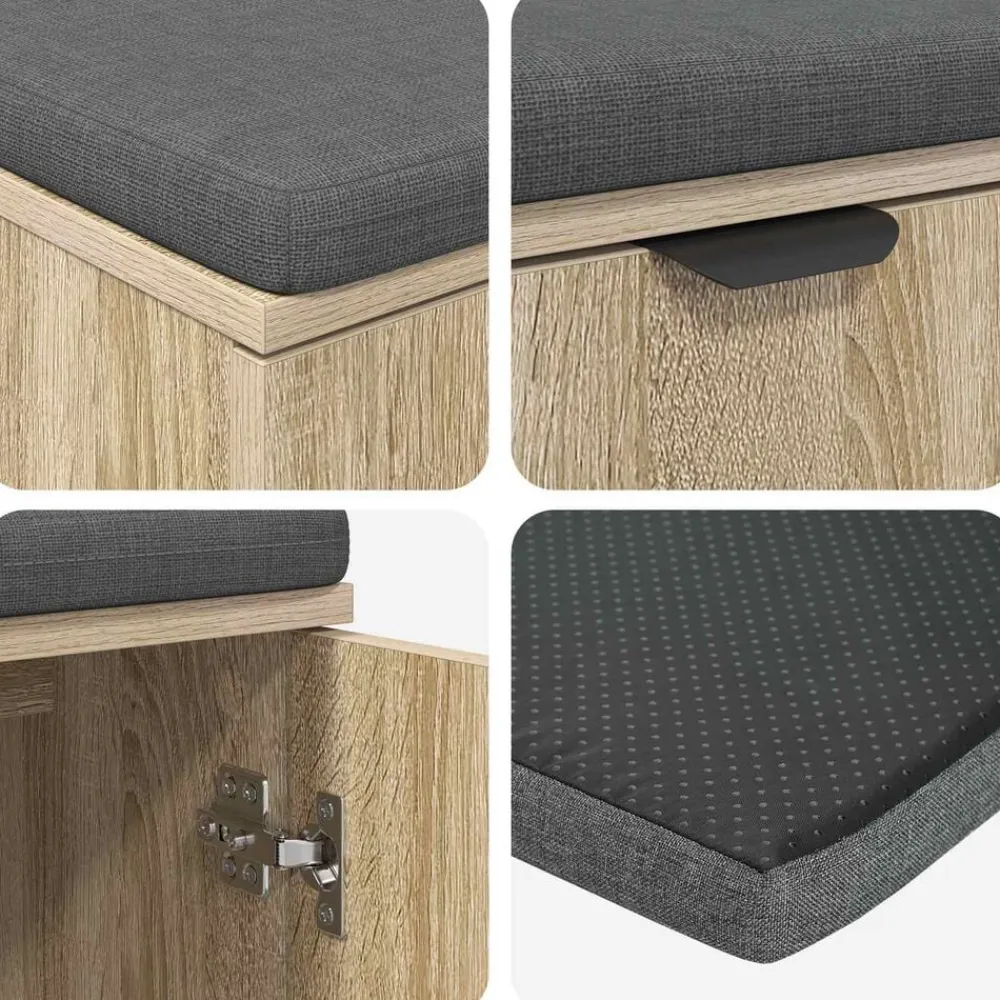 vidaXL Banco de entrada con cojín 80 x 38 x 46 cm Roble Sonoma Sale