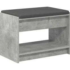 vidaXL Bancos-Banco de entrada con cojín Gris Concreto 63 x 38 x 45 cm