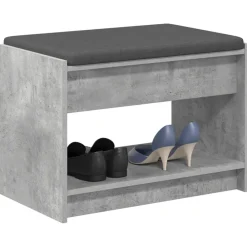 vidaXL Bancos-Banco de entrada con cojín Gris Concreto 63 x 38 x 45 cm