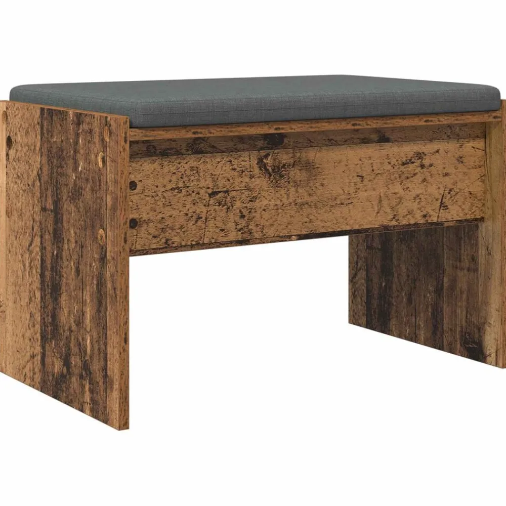 vidaXL Bancos-Banco de entrada con cojín Madera vieja 63 x 38 x 40 cm