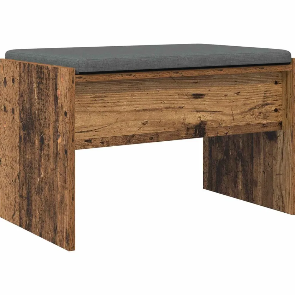 vidaXL Bancos-Banco de entrada con cojín Madera vieja 63 x 38 x 40 cm