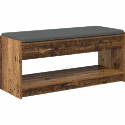 vidaXL Banco de entrada con cojín Madera vieja 103 x 38 x 45 cm Madera envejecida Best