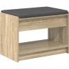 vidaXL Bancos-Banco de entrada con cojín Roble Sonoma 63 x 38 x 45 cm