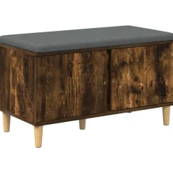 vidaXL Banco de entrada con cojín 80 x 38 x 46 cm Roble ahumado Best