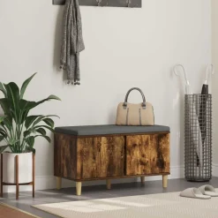 vidaXL Banco de entrada con cojín 80 x 38 x 46 cm Roble ahumado Best