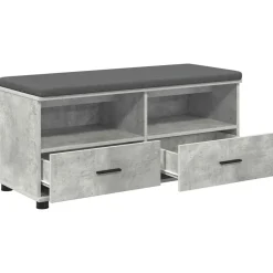 vidaXL Bancos-Banco de entrada con cojín Gris Concreto 100 x 38 x 46 cm