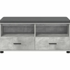 vidaXL Bancos-Banco de entrada con cojín Gris Concreto 100 x 38 x 46 cm