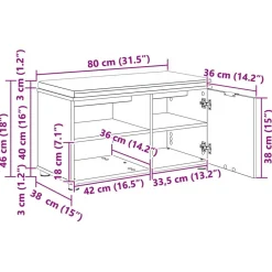vidaXL Bancos-Banco de entrada con cojín 80 x 38 x 46 cm
