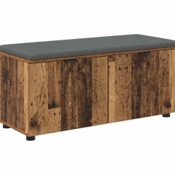 vidaXL Bancos-Banco de entrada con cojín Madera vieja 100 x 38 x 46 cm