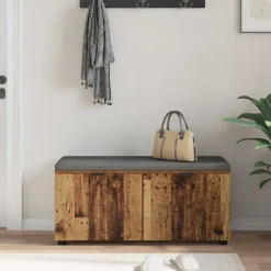 vidaXL Bancos-Banco de entrada con cojín Madera vieja 100 x 38 x 46 cm