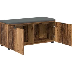 vidaXL Bancos-Banco de entrada con cojín Madera vieja 100 x 38 x 46 cm