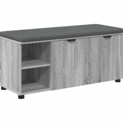 vidaXL Banco de entrada con cojín 100 x 38 x 46 cm Gris sonoma Discount