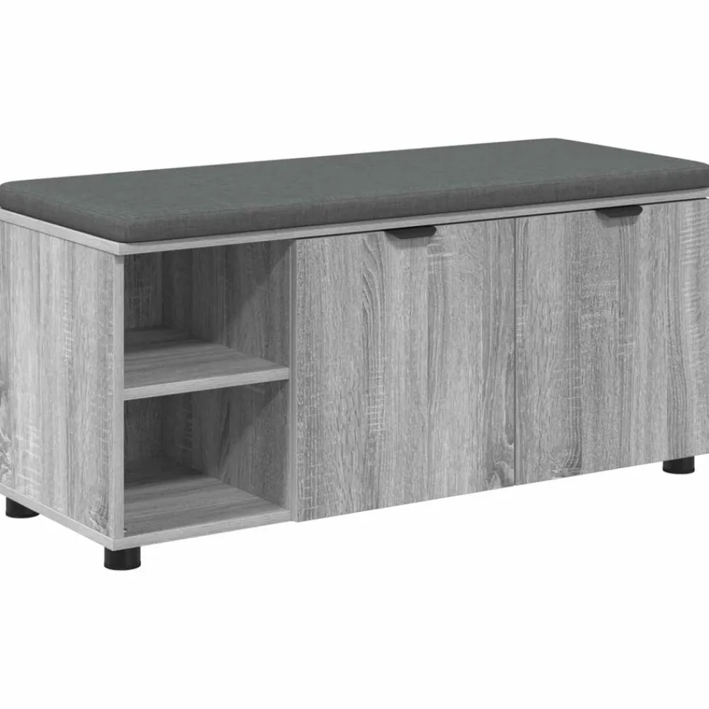vidaXL Banco de entrada con cojín 100 x 38 x 46 cm Gris sonoma Discount