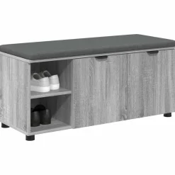 vidaXL Banco de entrada con cojín 100 x 38 x 46 cm Gris sonoma Discount