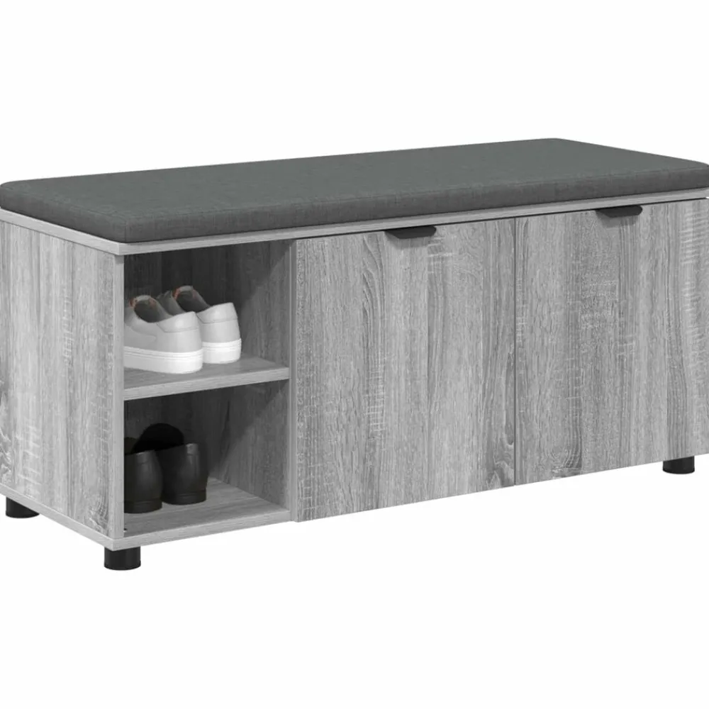 vidaXL Banco de entrada con cojín 100 x 38 x 46 cm Gris sonoma Discount