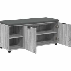 vidaXL Banco de entrada con cojín 100 x 38 x 46 cm Gris sonoma Discount