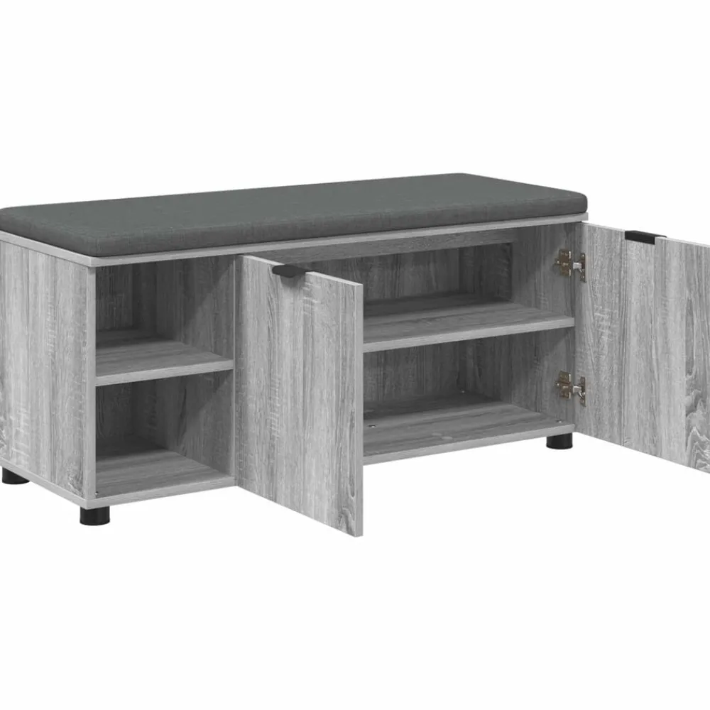vidaXL Banco de entrada con cojín 100 x 38 x 46 cm Gris sonoma Discount
