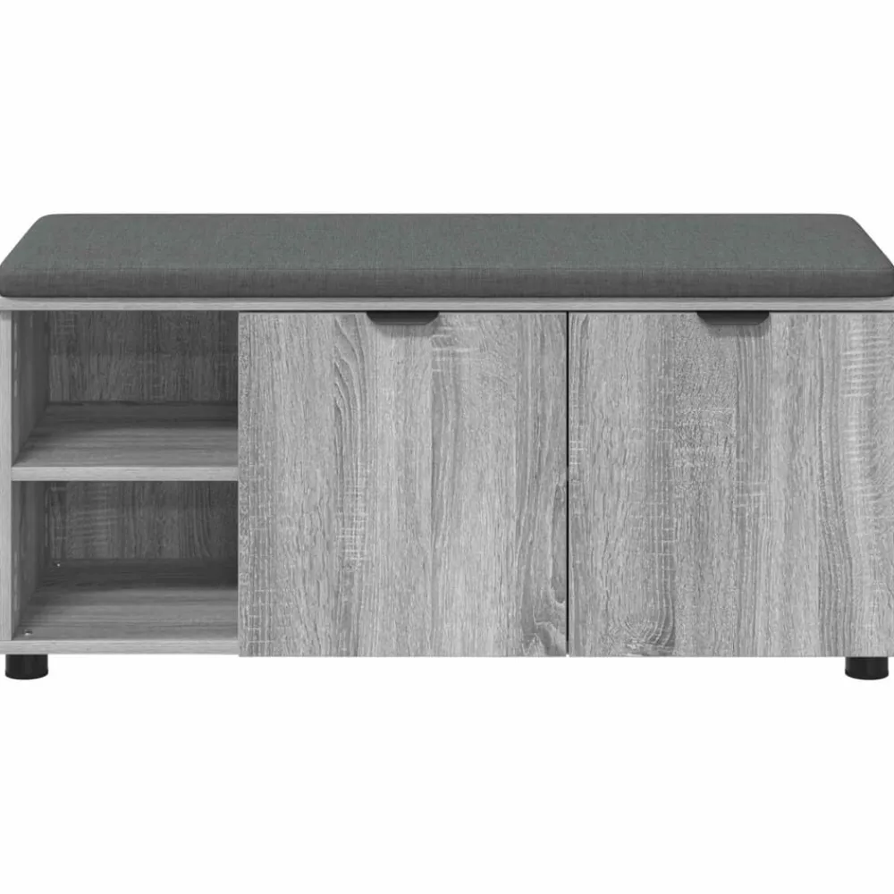 vidaXL Banco de entrada con cojín 100 x 38 x 46 cm Gris sonoma Discount