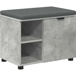vidaXL Banco de entrada con cojín Gris Concreto 60 x 38 x 46 cm Gris hormig&oacute;n