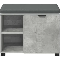 vidaXL Banco de entrada con cojín Gris Concreto 60 x 38 x 46 cm Gris hormig&oacute;n