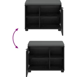 vidaXL Banco de entrada con cojín 60 x 38 x 46 cm Roble negro Discount