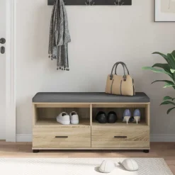 vidaXL Banco de entrada con cojín 100 x 38 x 46 cm Roble Sonoma Sale