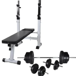 vidaXL Banco de entrenamiento con soporte de pesas y mancuernas 60,5kg