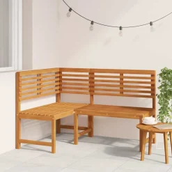 vidaXL Muebles De Jardín-Banco de esquina de jardín madera maciza de acacia 140 cm
