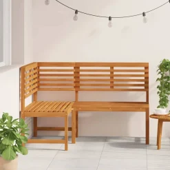 vidaXL Muebles De Jardín-Banco de esquina de jardín madera maciza de acacia 140 cm