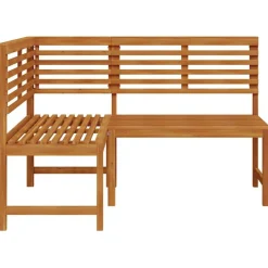vidaXL Muebles De Jardín-Banco de esquina de jardín madera maciza de acacia 140 cm